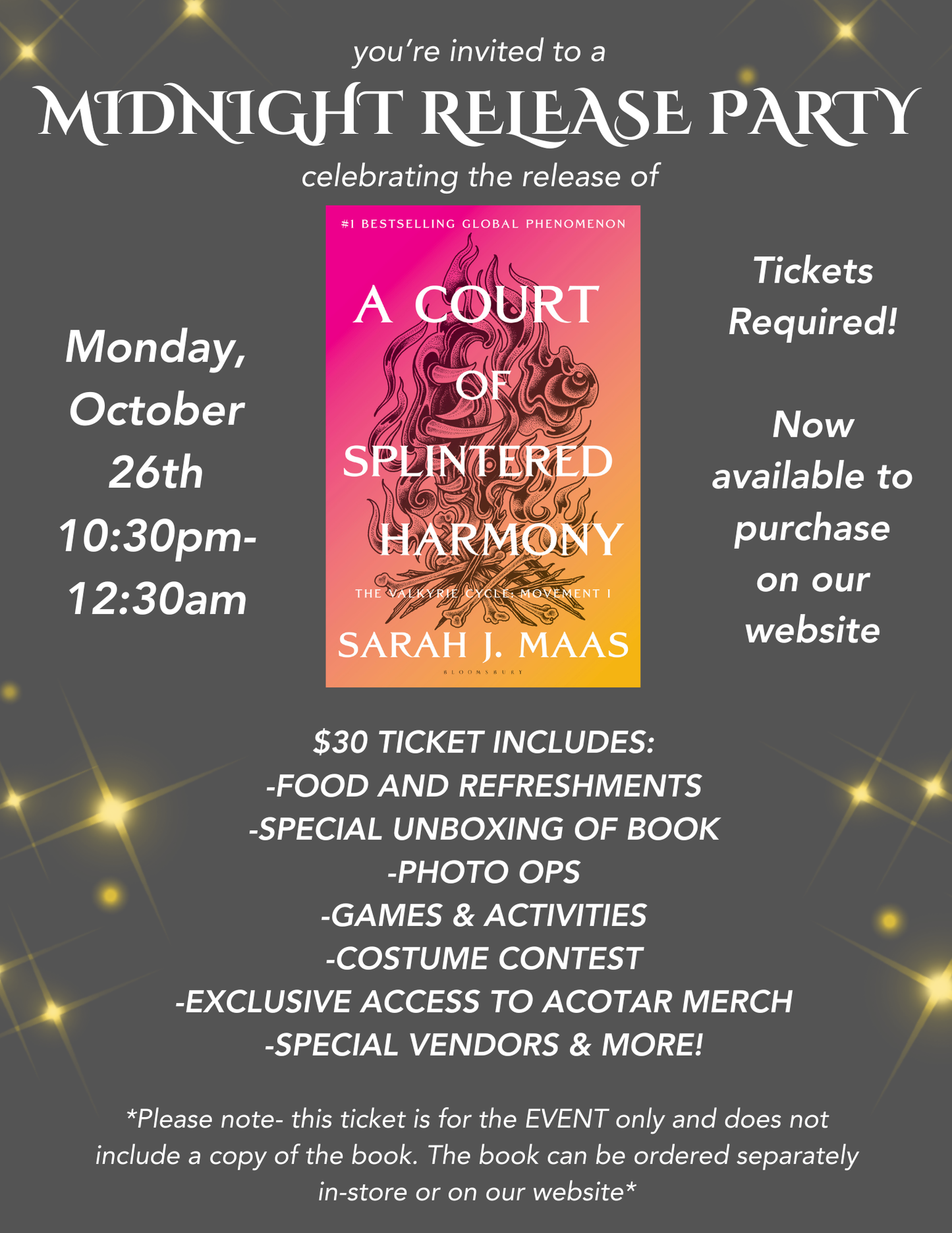 ACOTAR 6 MIDNIGHT RELEASE PARTY TICKET